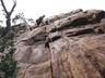 Derek Marshall on top of a route at Africa Renaissance  Nguniland  2014, photo thanks Caroline Marshall.